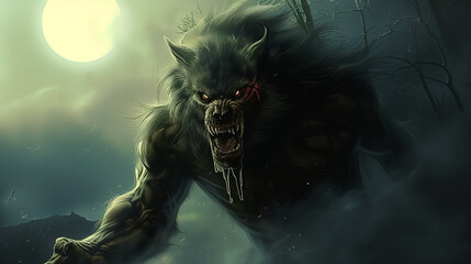 Werewolf Monster Night Prowler Horrific Fantasy Art Style Horror