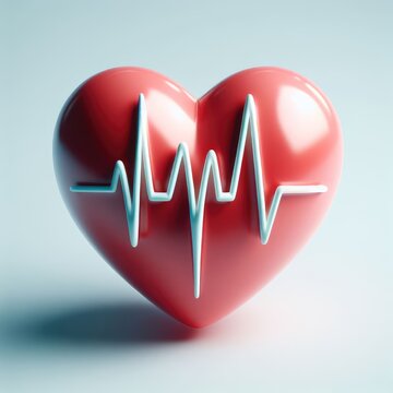 heart symbol and heart beat on ecg graph