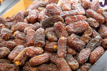 Medina dates sold on the counter in the date market,