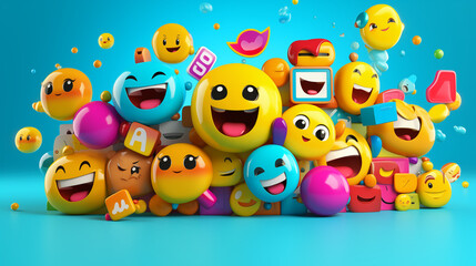 Obraz na płótnie Canvas 3d funny emoji, modern emoji background, Modern emoji background, Happy and funny modernized emoji