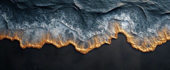 Aerial View of a Beach With Waves and Sand