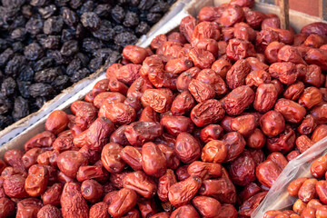 Dried jujube fruit sold openly in the market,