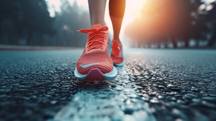 Close Up of a Persons Running Shoes Tied With Blue Laces, Black Friday