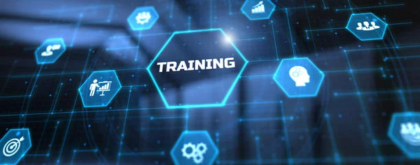 Gordijnen Business Training Coaching personal development concept on virtual screen. © Murrstock