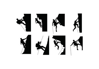 collection of climbers sport rock climbing vector icon logo illustration template white background