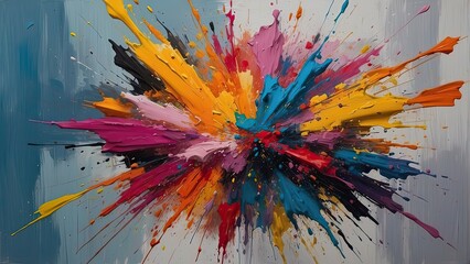 explosion of color in an abstract oil painting like a bomb, abstract watercolor background with splashes