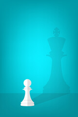 Dream big. Vector chess pawn with shadow of the king