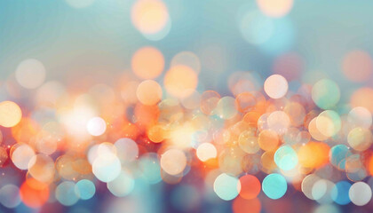 Obraz premium Defocused abstract bokeh background pastel colored, flare from lights, blurred round bokeh as holiday fon, celebration wallpaper. Glittering aesthetic textured pattern Purple,pink neon lights