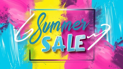 An attractive advertising banner with the slogan summer sale. To carry out promotions and attract the attention of potential customers, a colorful bright modern banner - obrazy, fototapety, plakaty