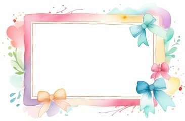 watercolor frame with bows with space for text, greeting card