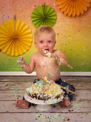 Birthday baby tasting cake