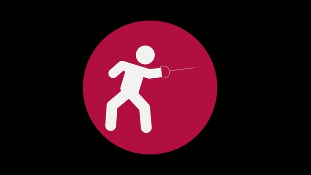 Pictograma de los Juegos Ol&iacute;mpicos de lado izquierdo con el deporte esgrima con alpha en un circulo rojo