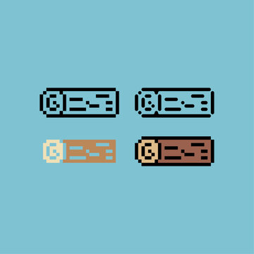 Pixel art outline sets icon of wood log icon logo variation color.Wooden log icon on pixelated style. 8bits Illustration, perfect for design asset element your game ui. Simple pixel art icon asset