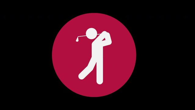 Pictograma de los Juegos Ol&iacute;mpicos de lado izquierdo con el deporte golf con alpha en un circulo rojo