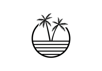 Fototapeta na wymiar palm tree and water vector icon logo illustration template white background