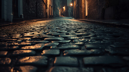 Silent Drama: Cobbled Streets Echo Emptiness.- Generative AI