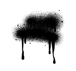 Black color spray paint or graffiti design element on the transpartency background. Creative elements.  