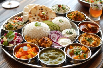 Indian Hindu Veg Thali   food platter  selective focus