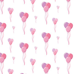 Pink balloons in perspective seamless pattern vector illustration