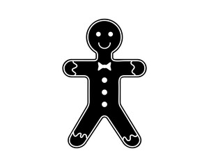 Black silhouette of a gingerbread man, vector illustration