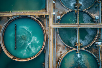 Liquid Artistry: Captivating Aerial View of a Water Treatment Symphony