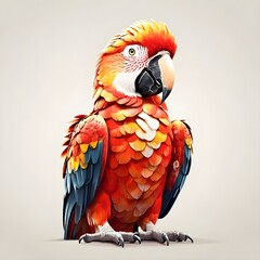 Scarlet Macaw, Ara macao,  in a watercolor style. Generative AI