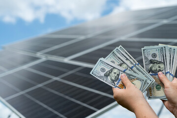 net profit from using solar panels, saving concept