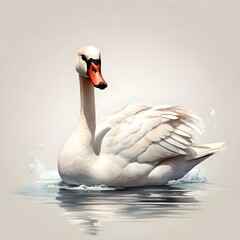 Obraz premium Swan in a colorful watercolor style. Generative AI