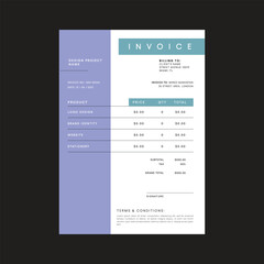 Business invoice form template. Invoicing quotes, money bills or price invoices and payment agreement design templates. Tax form, bill graphic or payment receipt