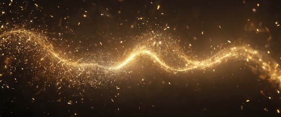 Soft waves of golden particles with a little bokeh - obrazy, fototapety, plakaty