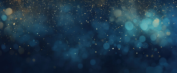 Abstract Glitter Lights Background: Blue, Gold, and Black. Defocused. BannerBackground, Abstract, Glitter lights, Blue, Gold, Black, Defocused, Banner