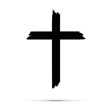 Cross clipart black and white, ash cross for 
Ash Wednesday card, poster, banner, post, lent, wishes with grunge christian cross, church clipart, ashes, religious cross isolated on white background