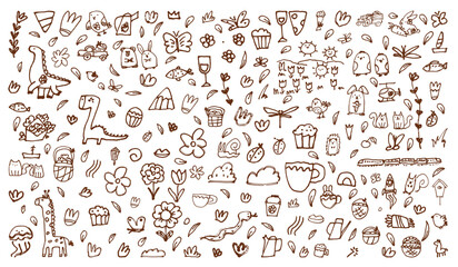 spring doodle vector design elements set