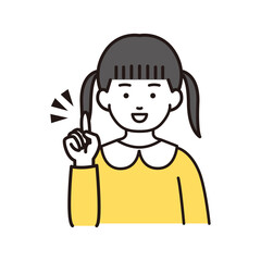 指差しポーズをする子供のイラスト