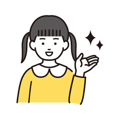 右側を案内する子供のイラスト