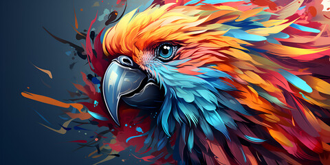 Abstract parrot portrait from multicolored paints watercolor bird.AI Generative
 - obrazy, fototapety, plakaty
