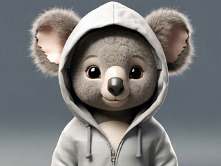 animated koala wearing hoodie