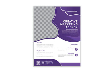 Purple abstract flyer template design. Modern brochure design with abstract elements.
