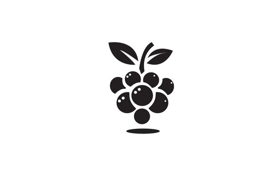 Blackcurrant vector logo simple black and white background