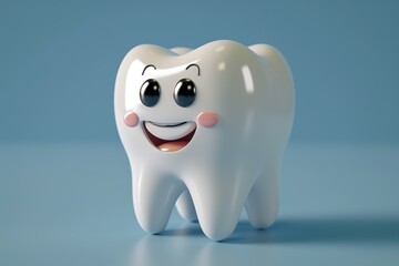 White cartoon Tooth, dental character or mascot,Oral health and dental inspection teeth, 3d rendering