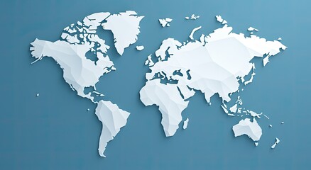 a map of the world is shown in blue and white
