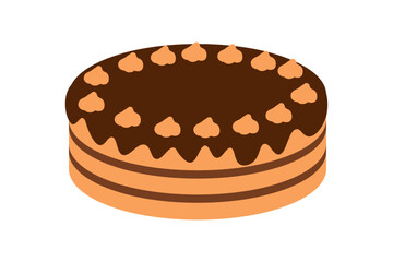 Hand drawn chocolate cake in flat style