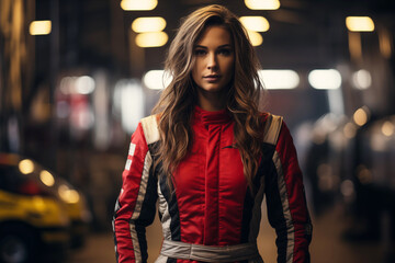 Female Race Car Driver in a Racing Suit