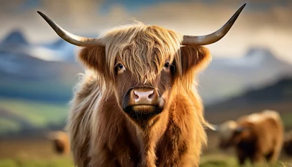 Crédence de cuisine en verre imprimé Highlander écossais portrait of a highland cow