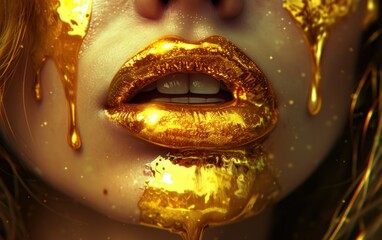 Golden Lips, Shimmering Smile, Golden Glamour, Luminous Lips.