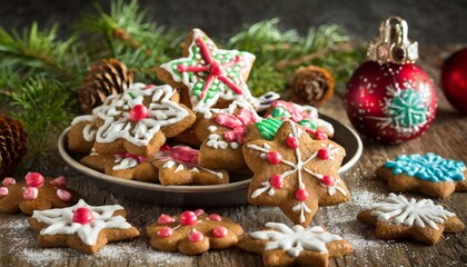 Naklejka na ściany i meble traditional iced gingerbread christmas cookies
