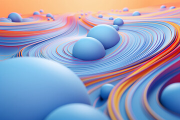 Abstract surface and lines background 3D rendering, wavy abstract background with bright colors