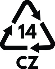 Battery recycling symbol code 14 isolated on white background . Vector illustration