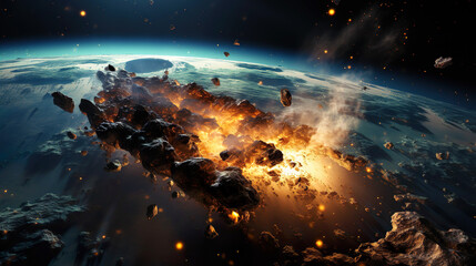 Asteroids burns and glows as they falls into the earth's atmosphere