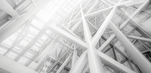 A 3D grid of beams and nodes, showcasing the structural complexity of a futuristic building.